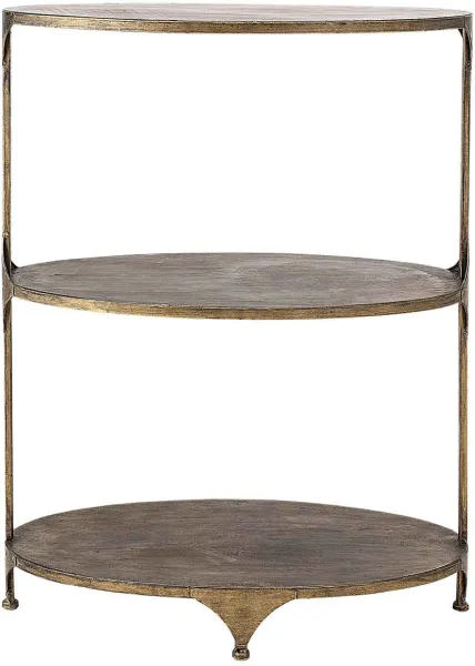 CREATIVE COLLECTION barbord - mässingsmetall, med 2 hyllor, oval