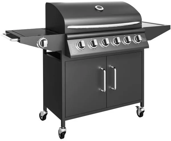 Gasgrill med 6 brännare och kokplatta