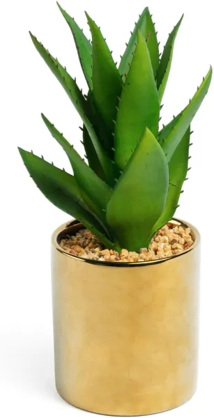 Agave, Konstgjord växt, guld/grön, H11x20x20 cm