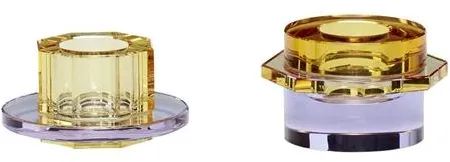 Hübsch Kiosk Ljusstakar Bärnstensfärgad/Lila Set med 2