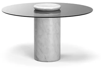 Karakter Castore Matbord Ø130 Bianco Carrara Marmor/Rökfärgat Glas