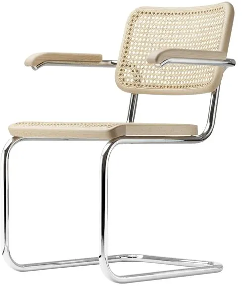 Thonet S 64 V Cantilever Matstol med Armstöd Krom/Bokträ